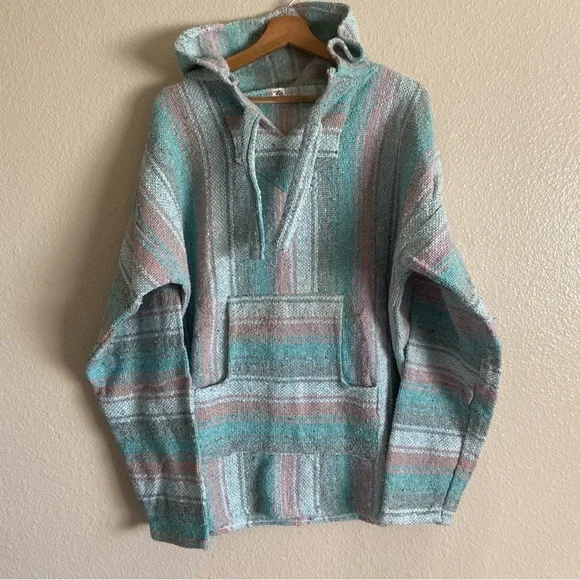 Mexican Woven multicolor sweater Gray Pink White